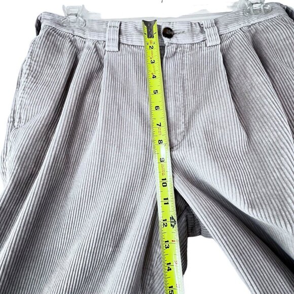 LL Bean Corduroy Pants Mens 34 Tan Beige 285258 Classic Pleated Flap Pockets - Picture 11 of 11